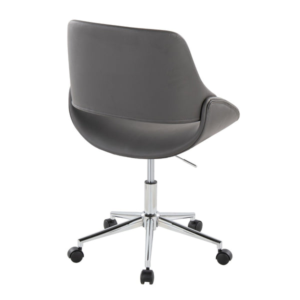 English Elm Contemporary Faux Leather Swivel Office Chair with Padded Seat and Metal Base Gray Chrome Metal B202P290988