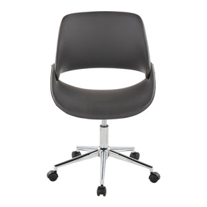 English Elm Contemporary Faux Leather Swivel Office Chair with Padded Seat and Metal Base Gray Chrome Metal B202P290988