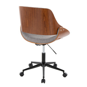 English Elm Contemporary Swivel Office Chair with Grey Fabric Walnut Accents and Metal Base Black B202P290990