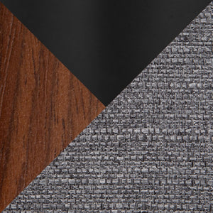 English Elm Contemporary Swivel Office Chair with Grey Fabric Walnut Accents and Metal Base Black B202P290990