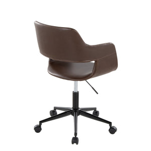 English Elm Contemporary Faux Leather Swivel Office Chair with Padded Seat and Metal Base Espresso Black Metal B202P290994