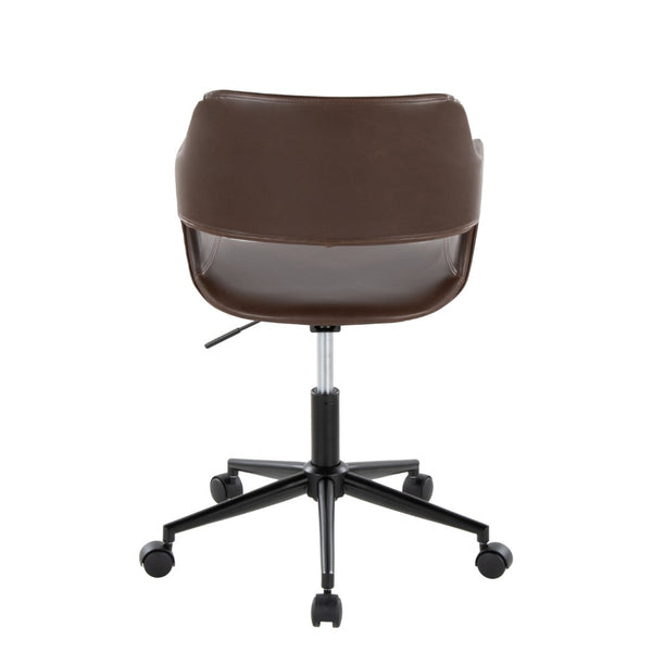 English Elm Contemporary Faux Leather Swivel Office Chair with Padded Seat and Metal Base Espresso Black Metal B202P290994