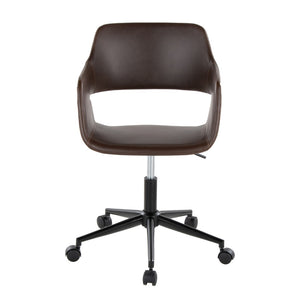English Elm Contemporary Faux Leather Swivel Office Chair with Padded Seat and Metal Base Espresso Black Metal B202P290994