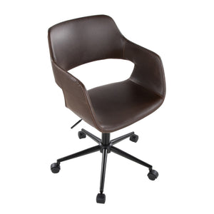 English Elm Contemporary Faux Leather Swivel Office Chair with Padded Seat and Metal Base Espresso Black Metal B202P290994