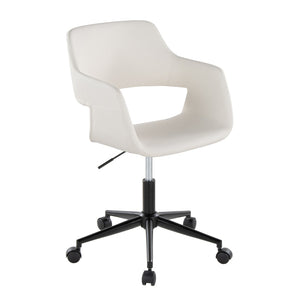 English Elm Contemporary Faux Leather Swivel Office Chair with Padded Seat and Metal Base White Black Metal B202P290995