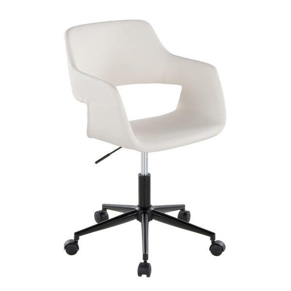 English Elm Contemporary Faux Leather Swivel Office Chair with Padded Seat and Metal Base White Black Metal B202P290995