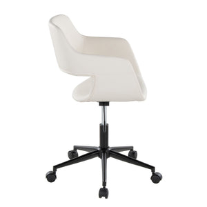 English Elm Contemporary Faux Leather Swivel Office Chair with Padded Seat and Metal Base White Black Metal B202P290995