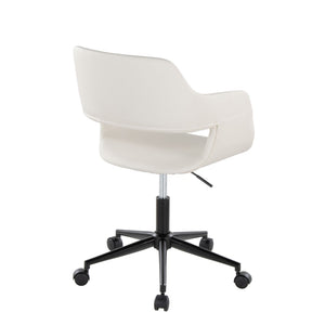 English Elm Contemporary Faux Leather Swivel Office Chair with Padded Seat and Metal Base White Black Metal B202P290995