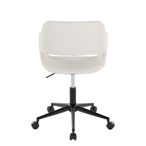 English Elm Contemporary Faux Leather Swivel Office Chair with Padded Seat and Metal Base White Black Metal B202P290995