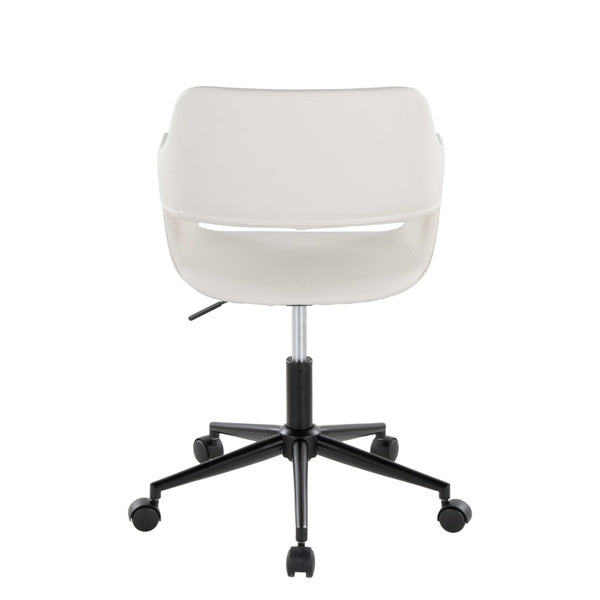 English Elm Contemporary Faux Leather Swivel Office Chair with Padded Seat and Metal Base White Black Metal B202P290995