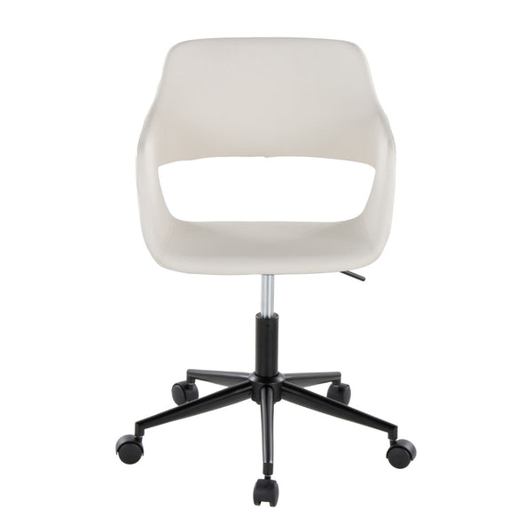 English Elm Contemporary Faux Leather Swivel Office Chair with Padded Seat and Metal Base White Black Metal B202P290995
