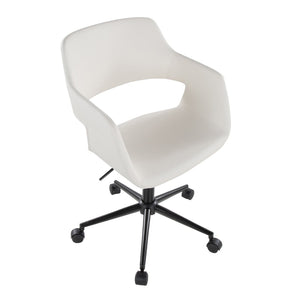 English Elm Contemporary Faux Leather Swivel Office Chair with Padded Seat and Metal Base White Black Metal B202P290995
