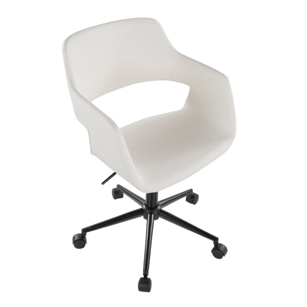 English Elm Contemporary Faux Leather Swivel Office Chair with Padded Seat and Metal Base White Black Metal B202P290995