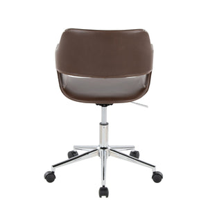English Elm Contemporary Faux Leather Swivel Office Chair with Padded Seat and Metal Base Espresso Chrome Metal B202P290996