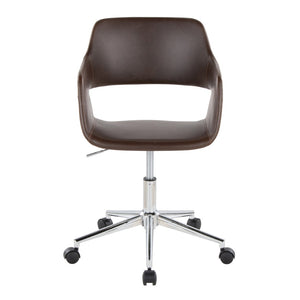 English Elm Contemporary Faux Leather Swivel Office Chair with Padded Seat and Metal Base Espresso Chrome Metal B202P290996