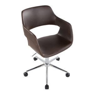 English Elm Contemporary Faux Leather Swivel Office Chair with Padded Seat and Metal Base Espresso Chrome Metal B202P290996