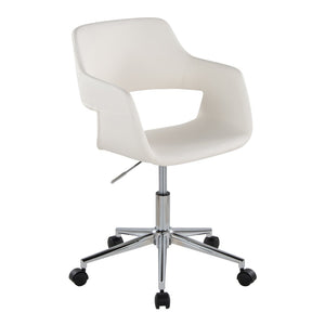 English Elm Contemporary Faux Leather Swivel Office Chair with Padded Seat and Metal Base White Chrome Metal B202P290997