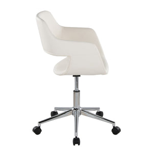 English Elm Contemporary Faux Leather Swivel Office Chair with Padded Seat and Metal Base White Chrome Metal B202P290997