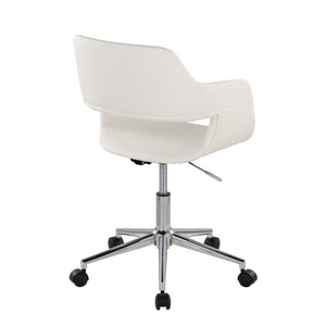English Elm Contemporary Faux Leather Swivel Office Chair with Padded Seat and Metal Base White Chrome Metal B202P290997