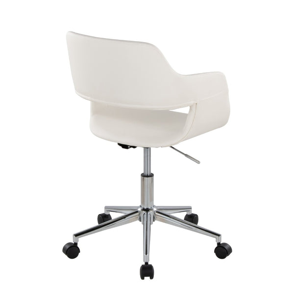English Elm Contemporary Faux Leather Swivel Office Chair with Padded Seat and Metal Base White Chrome Metal B202P290997