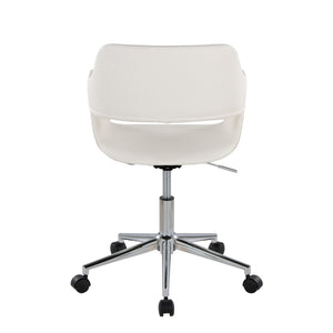 English Elm Contemporary Faux Leather Swivel Office Chair with Padded Seat and Metal Base White Chrome Metal B202P290997