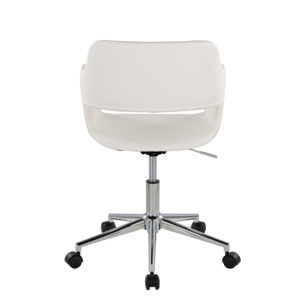English Elm Contemporary Faux Leather Swivel Office Chair with Padded Seat and Metal Base White Chrome Metal B202P290997