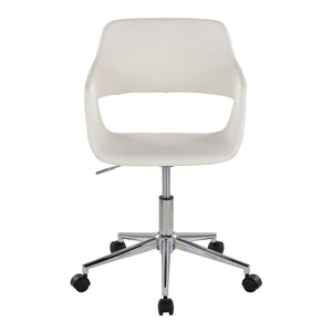 English Elm Contemporary Faux Leather Swivel Office Chair with Padded Seat and Metal Base White Chrome Metal B202P290997