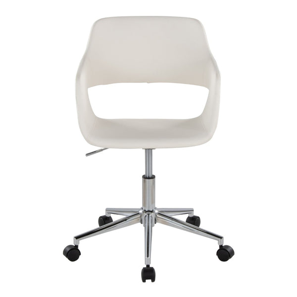 English Elm Contemporary Faux Leather Swivel Office Chair with Padded Seat and Metal Base White Chrome Metal B202P290997