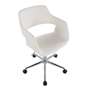 English Elm Contemporary Faux Leather Swivel Office Chair with Padded Seat and Metal Base White Chrome Metal B202P290997