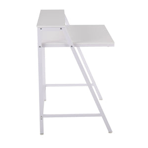English Elm 2-tier Writing Desk with Raised Shelf Powder-coated Steel and Wood Home Office B202P290998
