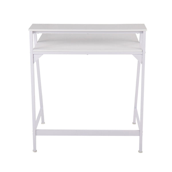 English Elm 2-tier Writing Desk with Raised Shelf Powder-coated Steel and Wood Home Office B202P290998