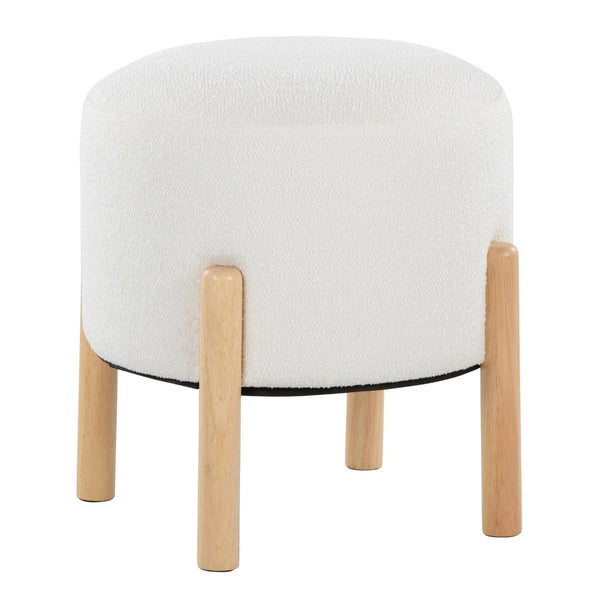 English Elm Contemporary Cube Storage Ottomans with Green Upholstery and Bun Feet Set of 2 Cream B202P291008