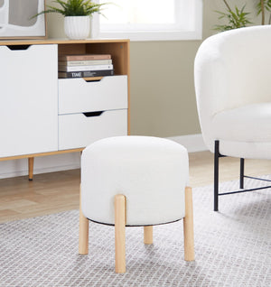 English Elm Contemporary Cube Storage Ottomans with Green Upholstery and Bun Feet Set of 2 Cream B202P291008