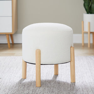 English Elm Contemporary Cube Storage Ottomans with Green Upholstery and Bun Feet Set of 2 Cream B202P291008