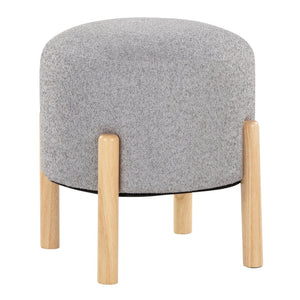 English Elm Contemporary Cube Storage Ottomans with Green Upholstery and Bun Feet Set of 2 Gray B202P291009