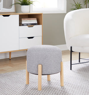 English Elm Contemporary Cube Storage Ottomans with Green Upholstery and Bun Feet Set of 2 Gray B202P291009