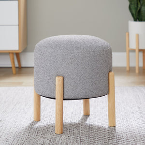 English Elm Contemporary Cube Storage Ottomans with Green Upholstery and Bun Feet Set of 2 Gray B202P291009
