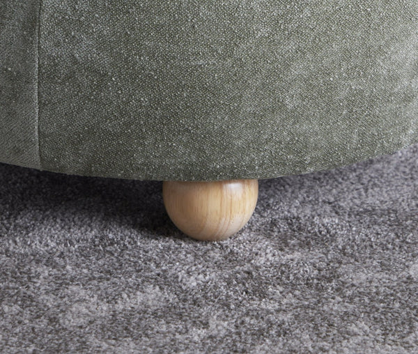 English Elm Contemporary Square Storage Ottoman with Wood Lid Green Upholstery and Bun Feet B202P291011