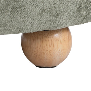 English Elm Contemporary Square Storage Ottoman with Wood Lid Green Upholstery and Bun Feet B202P291011
