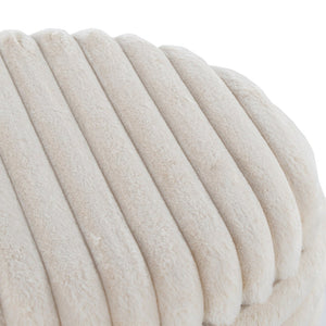 English Elm Contemporary Faux Fur Storage Ottoman Set with Wooden Legs for Living Room Decor Cream B202P291014