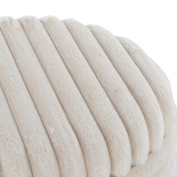 English Elm Contemporary Faux Fur Storage Ottoman Set with Wooden Legs for Living Room Decor Cream B202P291014