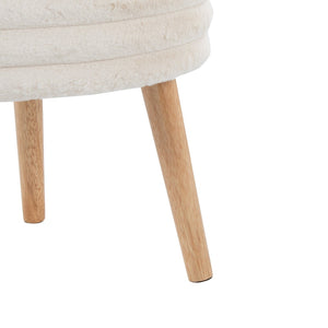 English Elm Contemporary Faux Fur Storage Ottoman Set with Wooden Legs for Living Room Decor Cream B202P291014