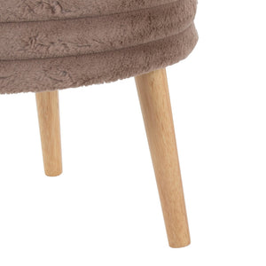 English Elm Contemporary Faux Fur Storage Ottoman Set with Wooden Legs for Living Room Decor Brown B202P291015