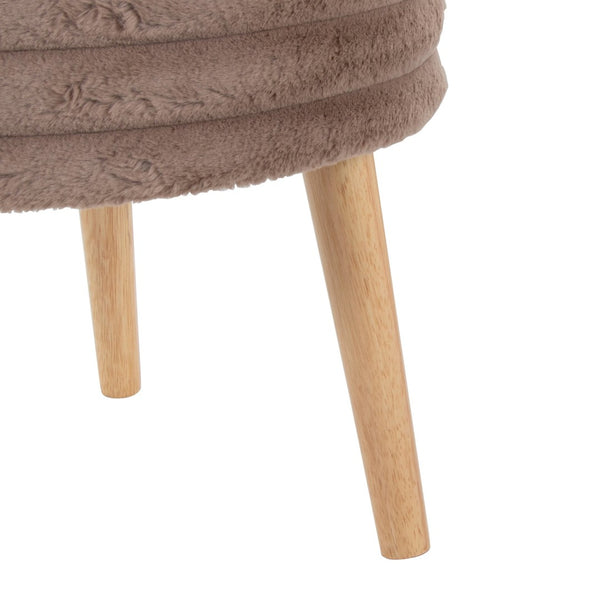 English Elm Contemporary Faux Fur Storage Ottoman Set with Wooden Legs for Living Room Decor Brown B202P291015