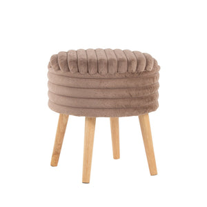 English Elm Contemporary Faux Fur Storage Ottoman Set with Wooden Legs for Living Room Decor Brown B202P291015