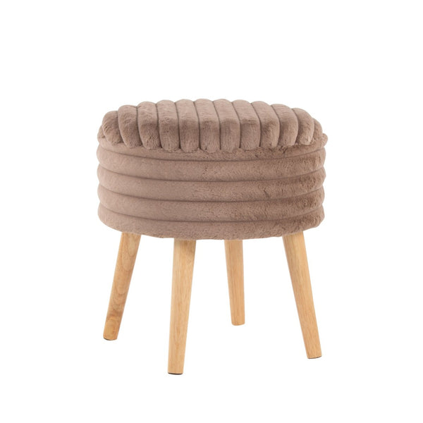 English Elm Contemporary Faux Fur Storage Ottoman Set with Wooden Legs for Living Room Decor Brown B202P291015