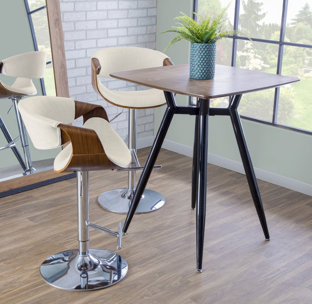 English Elm Mid-century Modern Swivel Barstool Bentwood Arms Walnut Finish Chrome Base Kitchen B202P291031