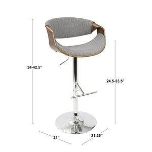 English Elm Mid-century Modern Swivel Barstool Bentwood Arms Walnut Finish Chrome Base Kitchen B202P291031