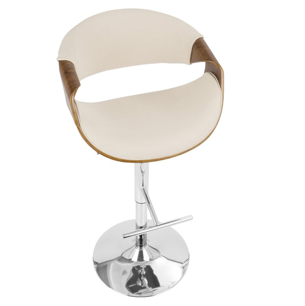 English Elm Mid-century Modern Swivel Barstool Bentwood Arms Walnut Finish Chrome Base Kitchen B202P291031