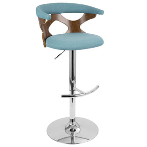English Elm Mid-Century Swivel Barstool Walnut Frame Cushioned Seat Adjustable Height Kitchen Island B202P291032
